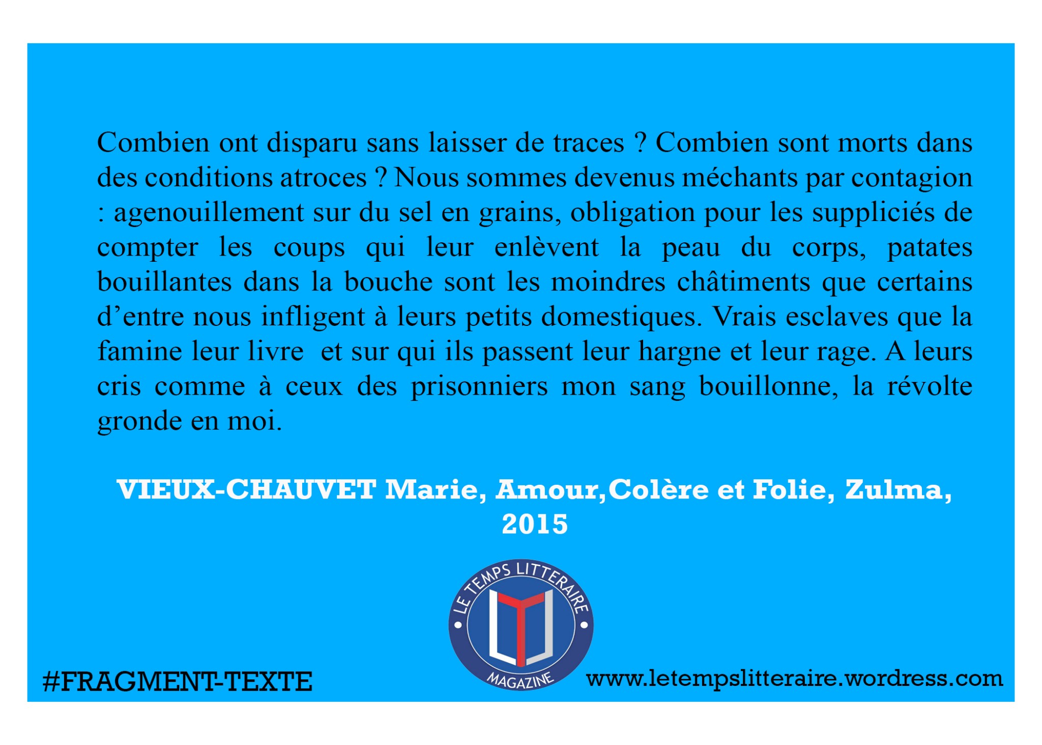 Fragment-Texte : Marie VIEUX-CHAUVET