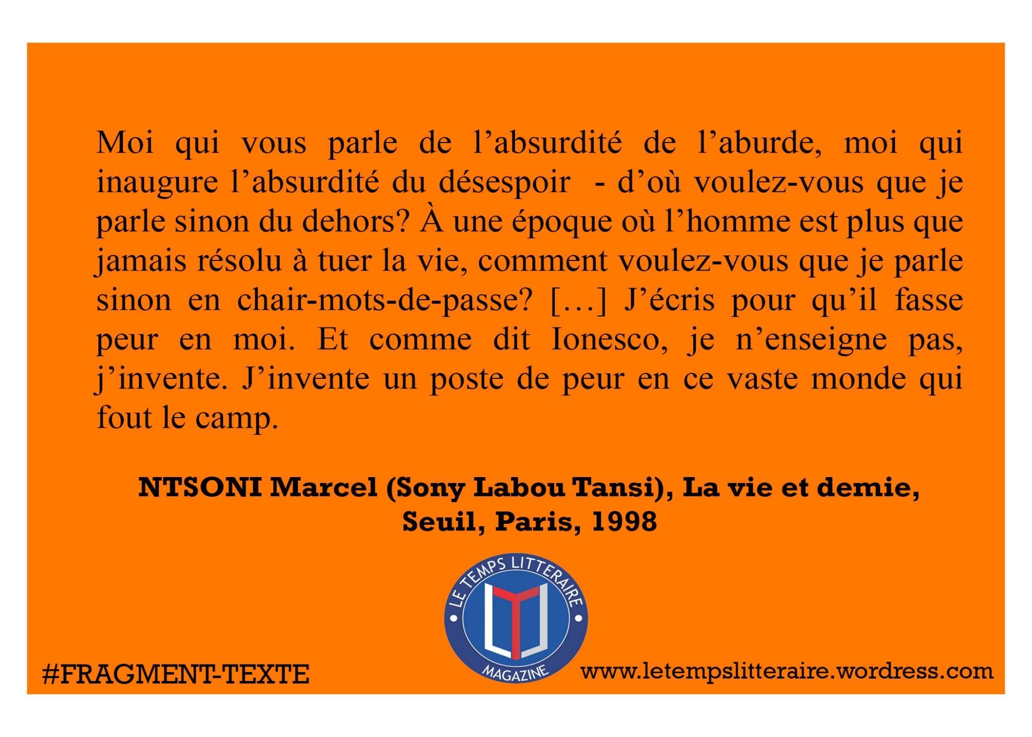 Fragment-Texte : Sony Labou Tansi